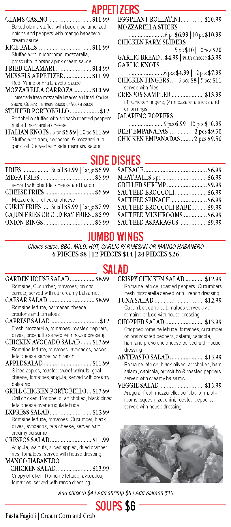 Appetizers - Wings - Salad